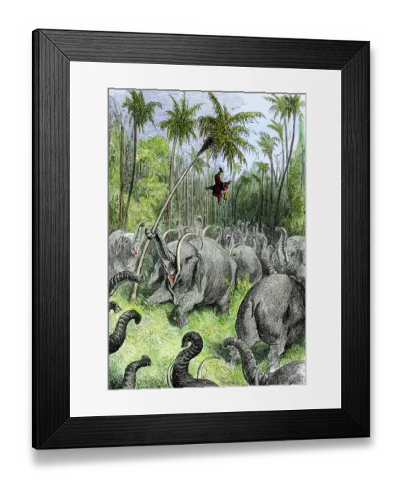 Framed Print : Sinbad in peril among the elephants Framed Print : Sinbad in peril among the elephants