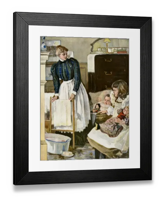 Framed Print : Nursery in a well-to-do home, early 1900s