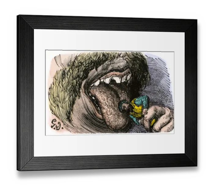 Framed Print : Sinbads companion eaten by a giant in one of the tales in 1001 Arabian Nights Framed Print : Sinbads companion eaten by a giant in one of the tales in 1001 Arabian Nights