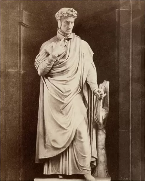 Dante. Statue of Dante Alighiere.. 19th-century photograph
