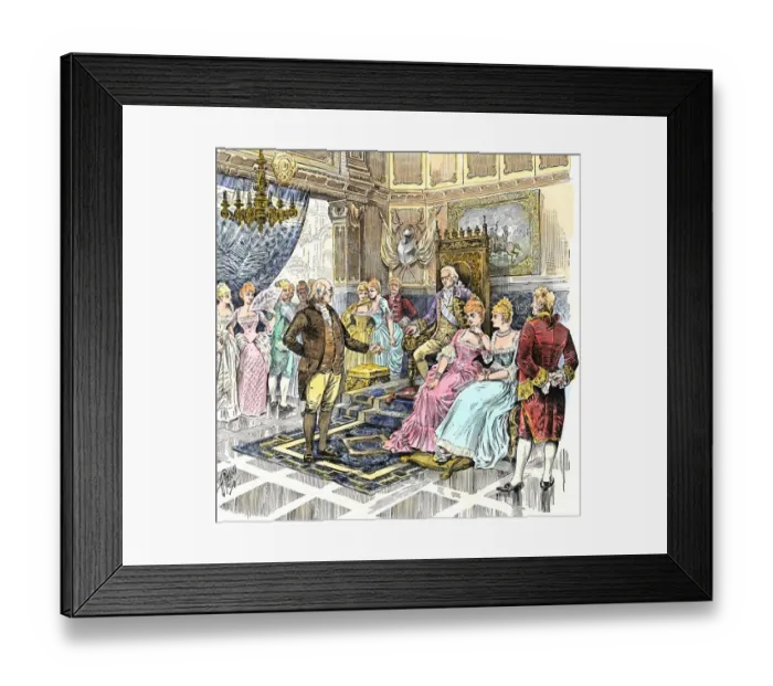 Framed Print : Benjamin Franklin negotiating a French alliance with Louis XVI