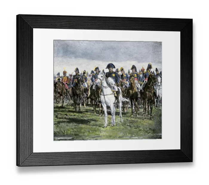 Framed Print : Napoleon and his military staff on the battlefield