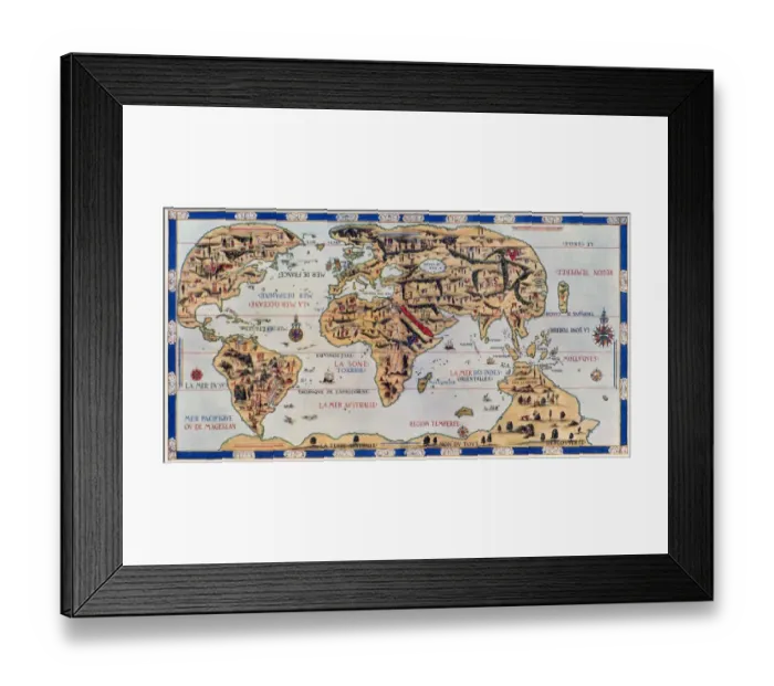 Framed Print : Dauphin Map by Pierre Desceliers made for Prince Henry (who became Henri II) Framed Print : Dauphin Map by Pierre Desceliers made for Prince Henry (who became Henri II)