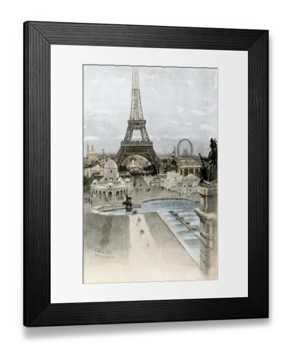 Framed Print : Eiffel Tower and other buildings of the 1889 Paris Exposition