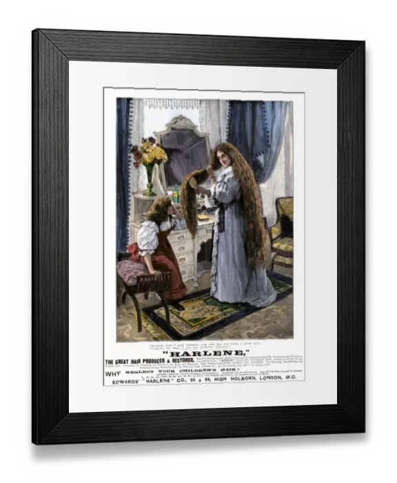 Framed Print : Hair restorer ad, England, 1880s Framed Print : Hair restorer ad, England, 1880s