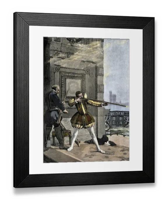 Framed Print : King Charles IX participating in the Saint Bartholomews Day Massacre of French Framed Print : King Charles IX participating in the Saint Bartholomews Day Massacre of French