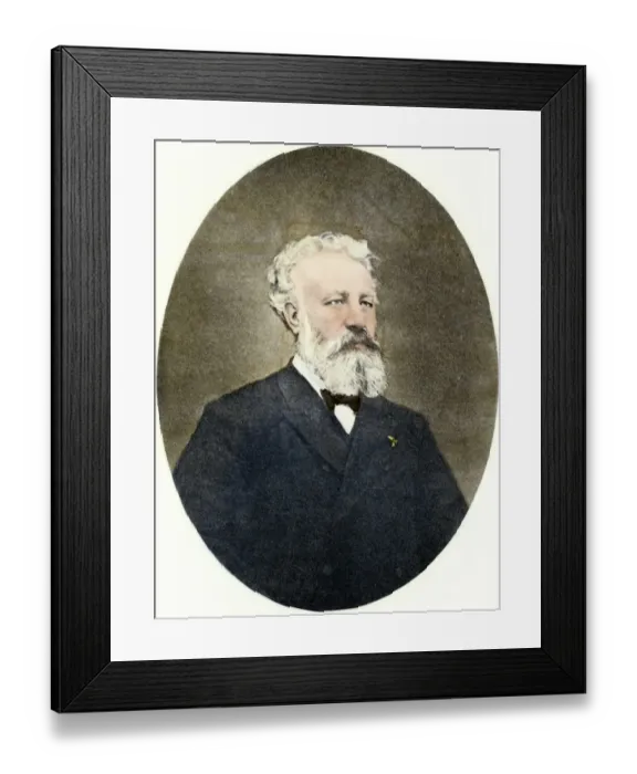 Framed Print : Jules Verne. Hand-colored halftone reproduction of a photograph Framed Print : Jules Verne. Hand-colored halftone reproduction of a photograph