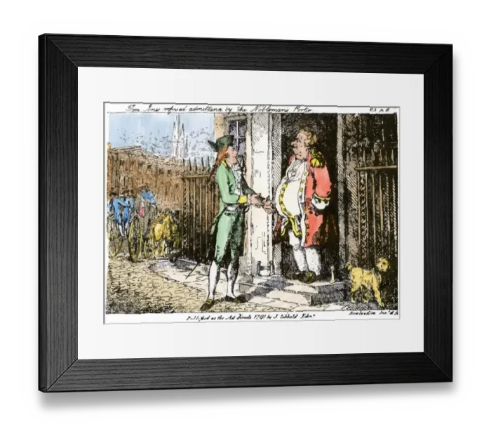 Framed Print : Fieldings Tom Jones refused admittance by the noblemans porter Framed Print : Fieldings Tom Jones refused admittance by the noblemans porter