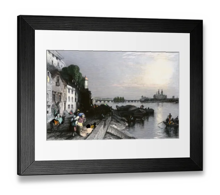 Framed Print : Loire River in Tours, France, early 1800s Framed Print : Loire River in Tours, France, early 1800s