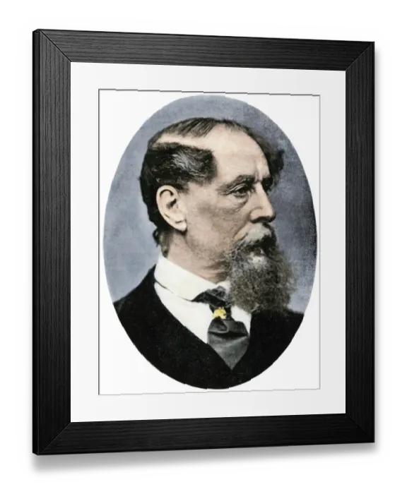 Framed Print : Charles Dickens. Hand-colored halftone reproduction of a photograph Framed Print : Charles Dickens. Hand-colored halftone reproduction of a photograph