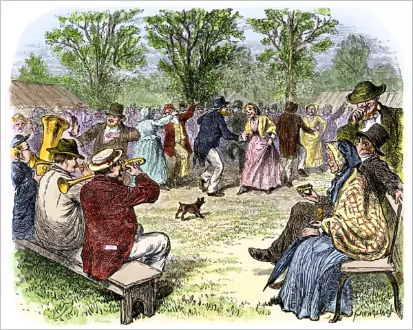Summer holiday celebration in an American village, 1800s