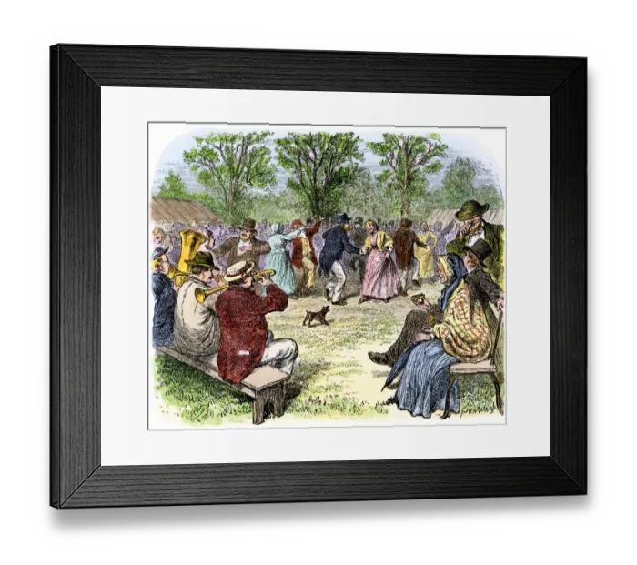 Framed Print : Summer holiday celebration in an American village, 1800s