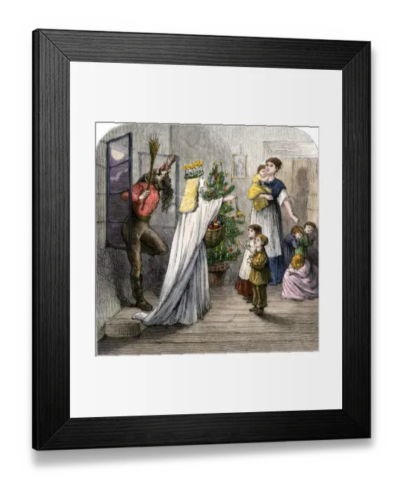 Framed Print : The Christmas maiden and Hans Trapp visit a family Framed Print : The Christmas maiden and Hans Trapp visit a family