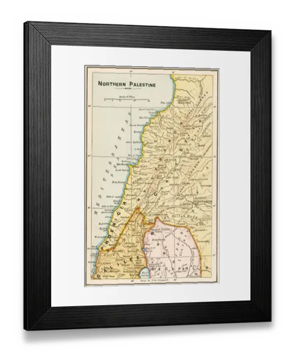 Framed Print : Map of northern Palestine in ancient times Framed Print : Map of northern Palestine in ancient times