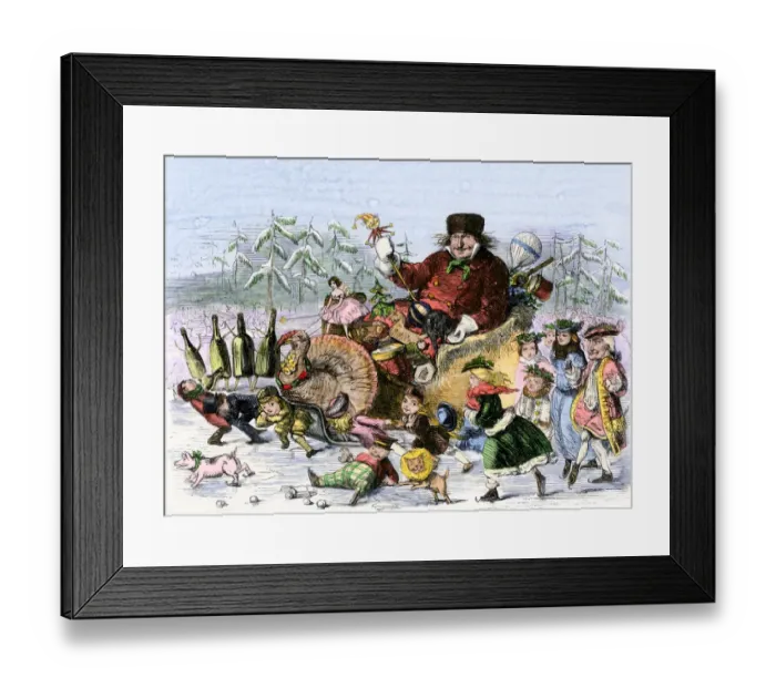 Framed Print : Santa Claus paying a Christmas visit to his young friends in the United States