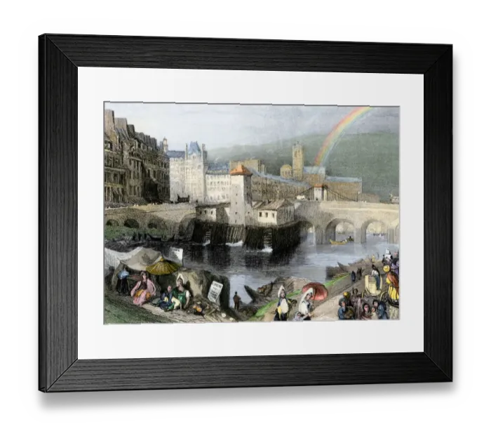 Framed Print : Paris and the river Seine, early 1800s