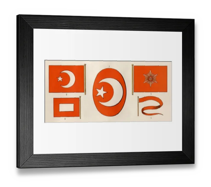 Framed Print : Ottoman Turk flags and insignia, circa 1900 Framed Print : Ottoman Turk flags and insignia, circa 1900