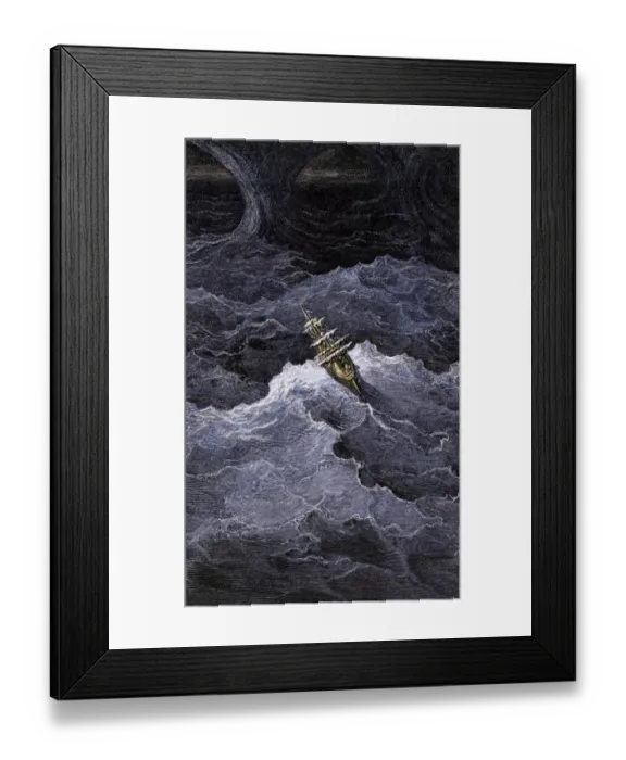 Framed Print : Ship in stormy seas from Coleridges Rime of the Ancient Mariner Framed Print : Ship in stormy seas from Coleridges Rime of the Ancient Mariner