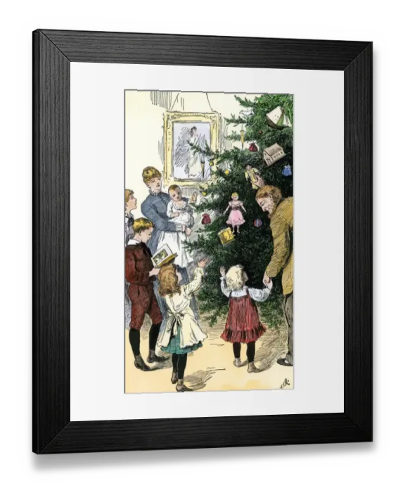 Framed Print : Family admiring their Christmas tree Framed Print : Family admiring their Christmas tree