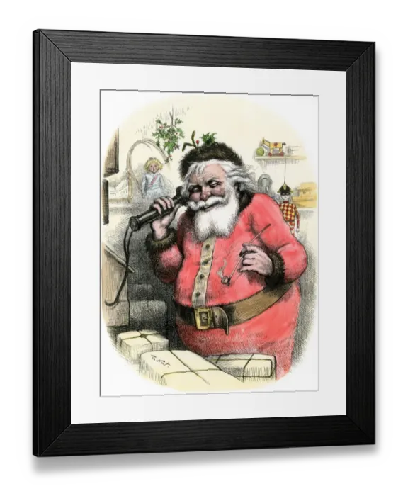Framed Print : Santa Claus speaking to a child on the telephone
