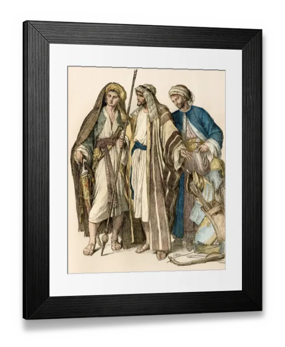 Framed Print : Traditionally dressed Arab men