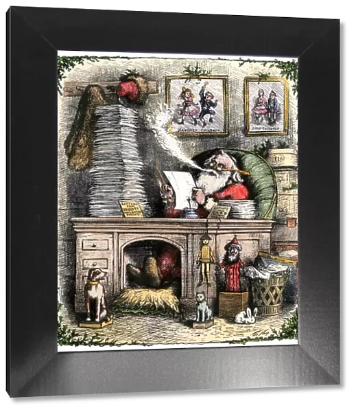 Thomas Nast Santa Claus reading his mail, 1800s