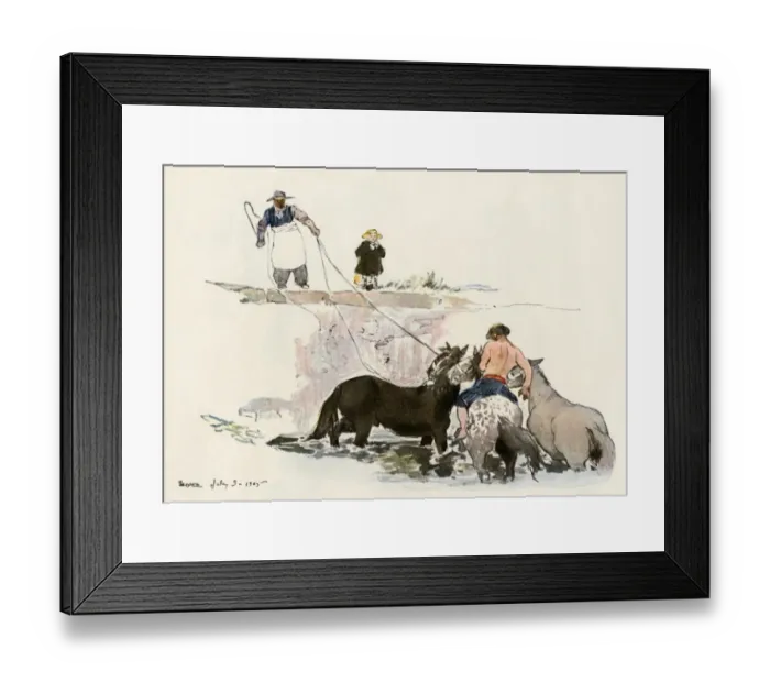 Framed Print : Farm horses watered in France, 1910 Framed Print : Farm horses watered in France, 1910