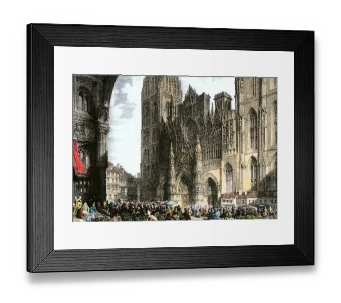 Framed Print : Marketplace on the street in front of Rouen Cathedral Framed Print : Marketplace on the street in front of Rouen Cathedral