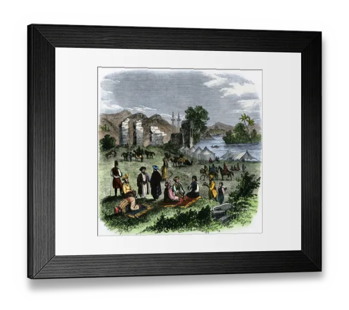 Framed Print : Muslim travelers visiting Antioch, 1800s Framed Print : Muslim travelers visiting Antioch, 1800s