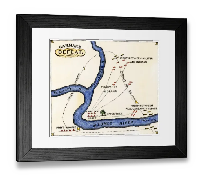Framed Print : Harmars defeat at Fort Wayne, Indiana, 1791