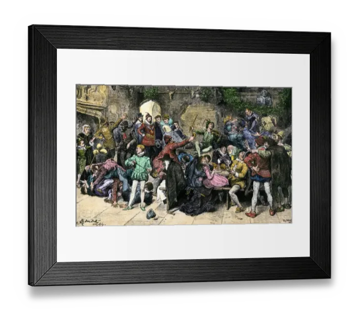 Framed Print : Christmas merriment in an old English manor Framed Print : Christmas merriment in an old English manor