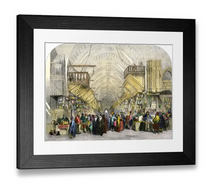 Framed Print : Busy drug bazaar in Istanbul, 1850s