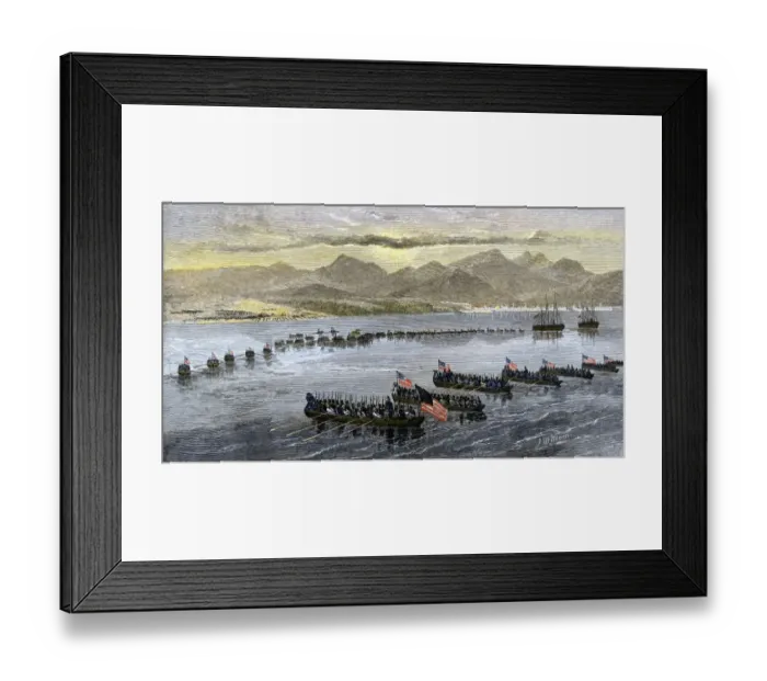 Framed Print : US troops landing at Vera Cruz