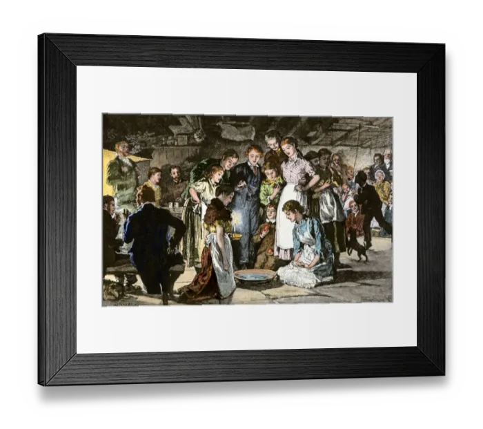 Framed Print : Bobbing for apples at a Halloween party in Ireland Framed Print : Bobbing for apples at a Halloween party in Ireland