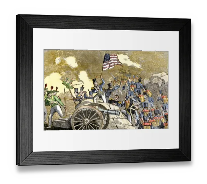 Framed Print : Mexican artillery at Monterey captured by General Zachary Taylors troops Framed Print : Mexican artillery at Monterey captured by General Zachary Taylors troops