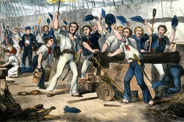 Crew of the USS Constitution in battle, War of 1812
