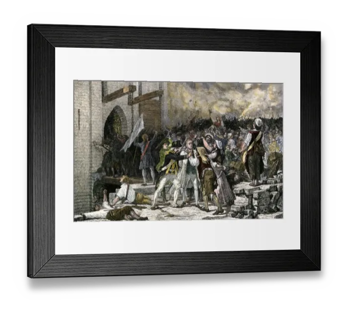 Framed Print : Parisians liberating prisoners after storming the Bastille during the French