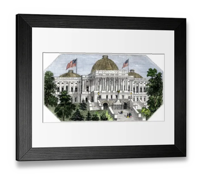 Framed Print : Unfinished dome on the U. S. Capitol, 1850s Framed Print : Unfinished dome on the U. S. Capitol, 1850s