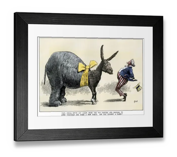 Framed Print : Progressive Movement cartoon, early 1900s