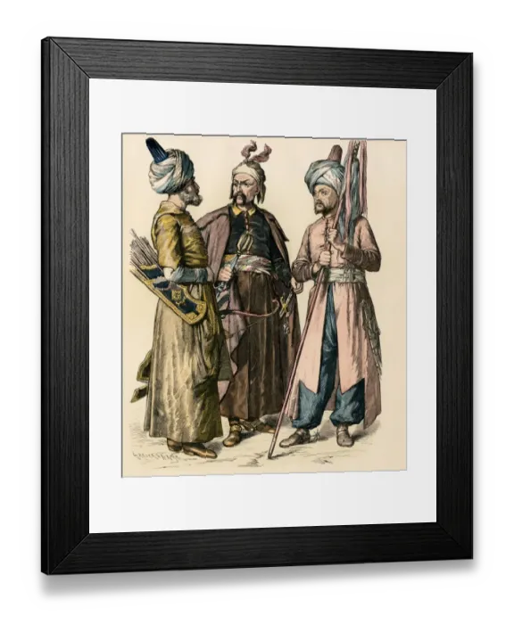 Framed Print : Ottoman Turk soldiers, early 1700s Framed Print : Ottoman Turk soldiers, early 1700s