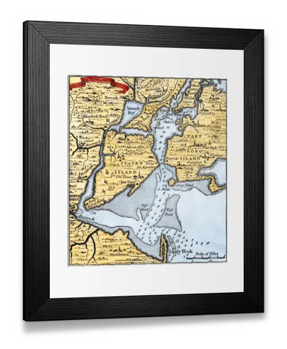 Framed Print : New York harbor chart, 1733 Framed Print : New York harbor chart, 1733