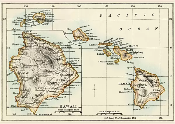 Map of Hawaii, 1870s