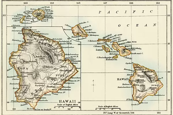 Map of Hawaii, 1870s