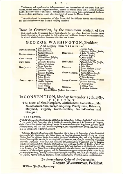 Ratification resolution by the Constitutional Convention, 1787