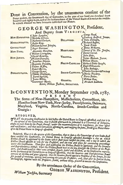 Ratification resolution by the Constitutional Convention, 1787