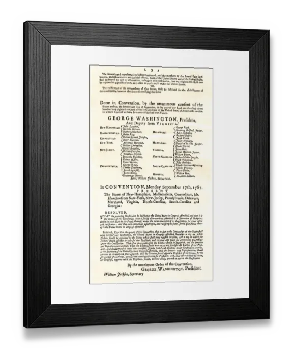 Framed Print : Ratification resolution by the Constitutional Convention, 1787 Framed Print : Ratification resolution by the Constitutional Convention, 1787