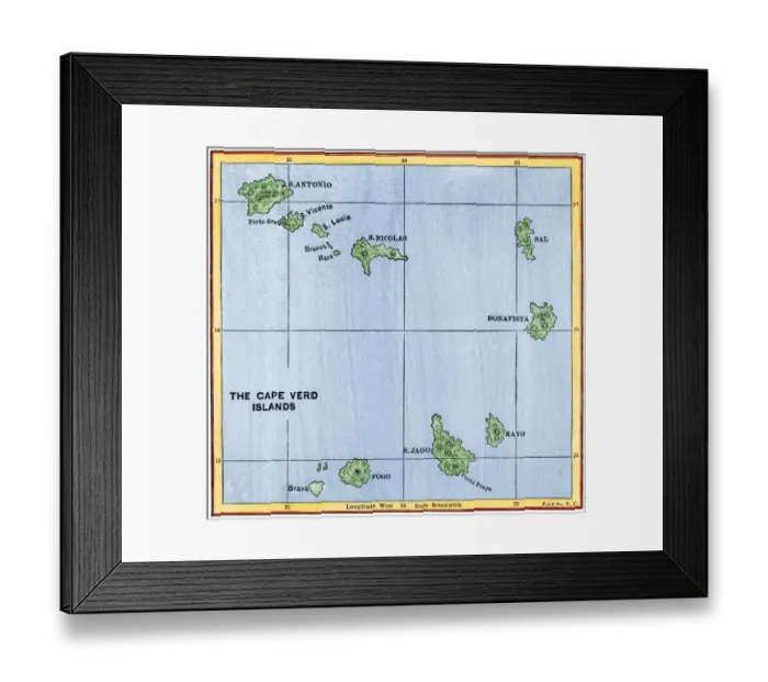 Framed Print : Cape Verde Islands map Framed Print : Cape Verde Islands map