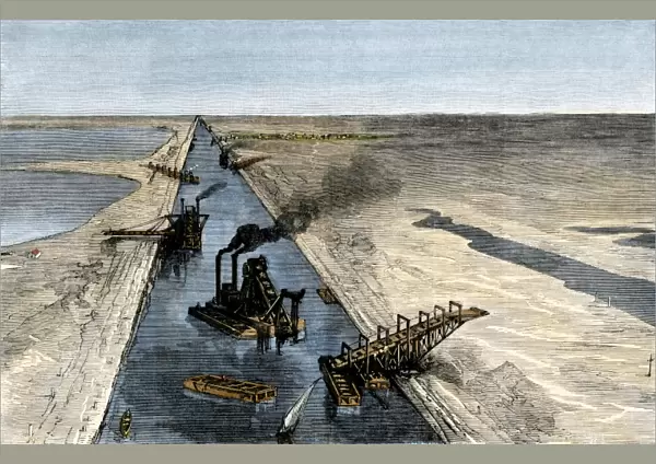 Suez Canal under construction, 1869