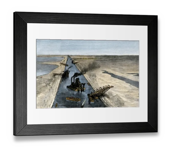 Framed Print : Suez Canal under construction, 1869 Framed Print : Suez Canal under construction, 1869