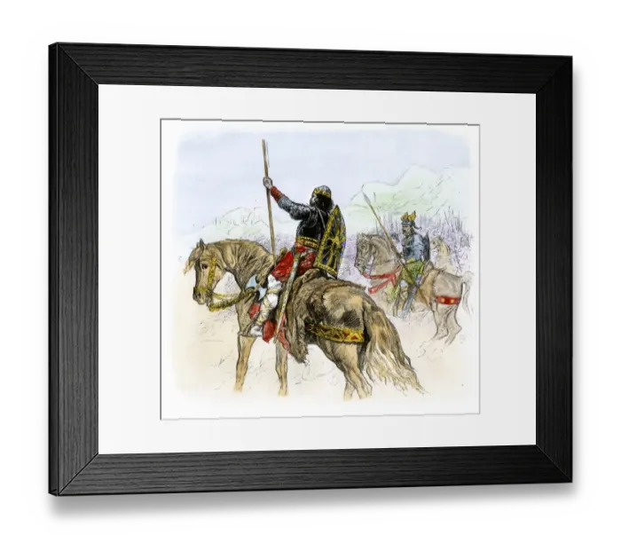 Framed Print : Charlemagne leading the Franks into battle Framed Print : Charlemagne leading the Franks into battle